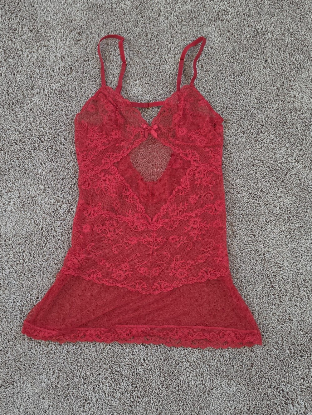 Victoria Secret Red Lace Chemise Nightie M